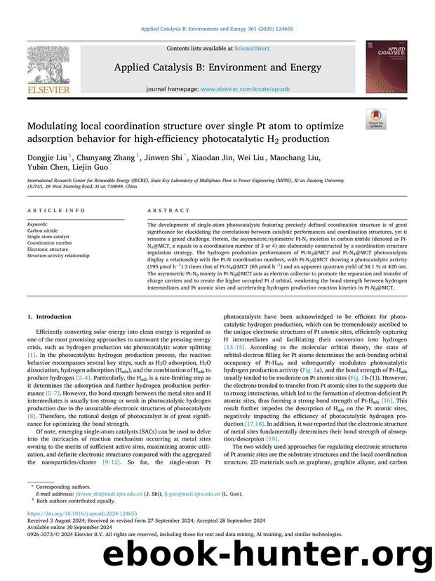 Modulating local coordination structure over single Pt atom to optimize adsorption behavior for high-efficiency photocatalytic H2 production by unknow