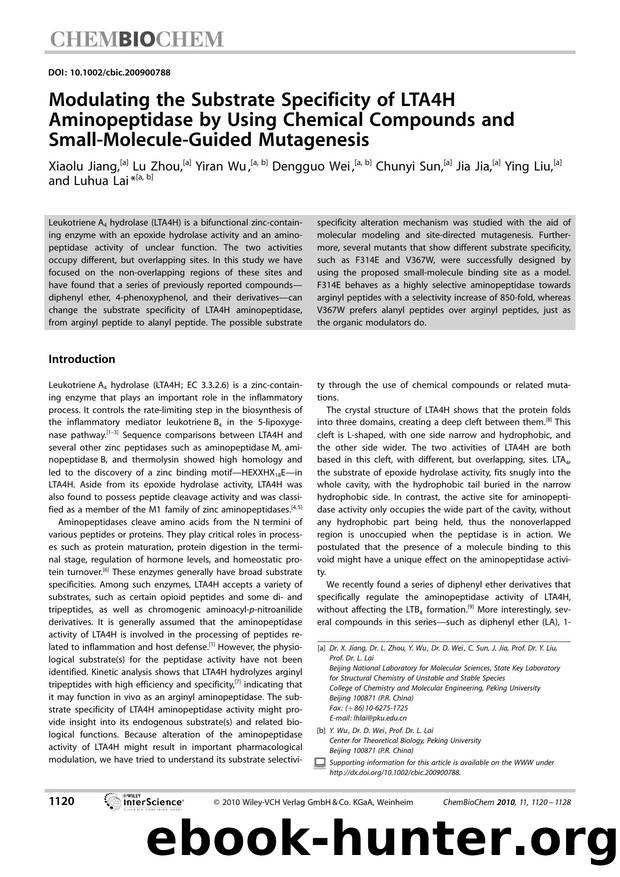 Modulating the Substrate Specificity of LTA4H Aminopeptidase by Using Chemical Compounds and Small?Molecule?Guided Mutagenesis by Unknown
