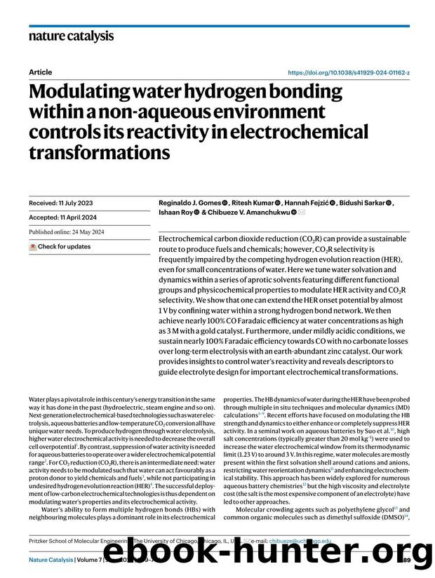 Modulating water hydrogen bonding within a non-aqueous environment controls its reactivity in electrochemical transformations by unknow