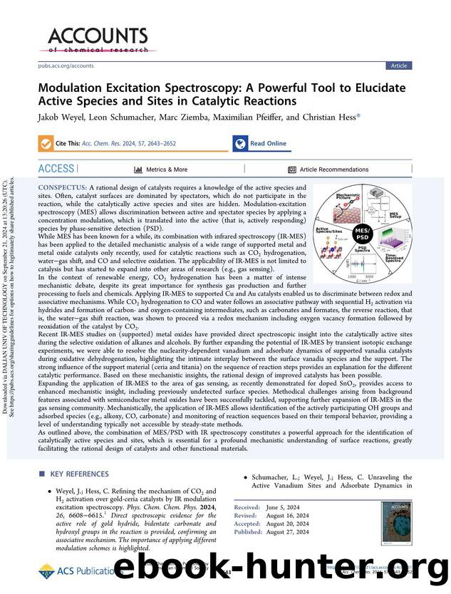 Modulation Excitation Spectroscopy: A Powerful Tool to Elucidate Active Species and Sites in Catalytic Reactions by Jakob Weyel Leon Schumacher Marc Ziemba Maximilian Pfeiffer & Christian Hess