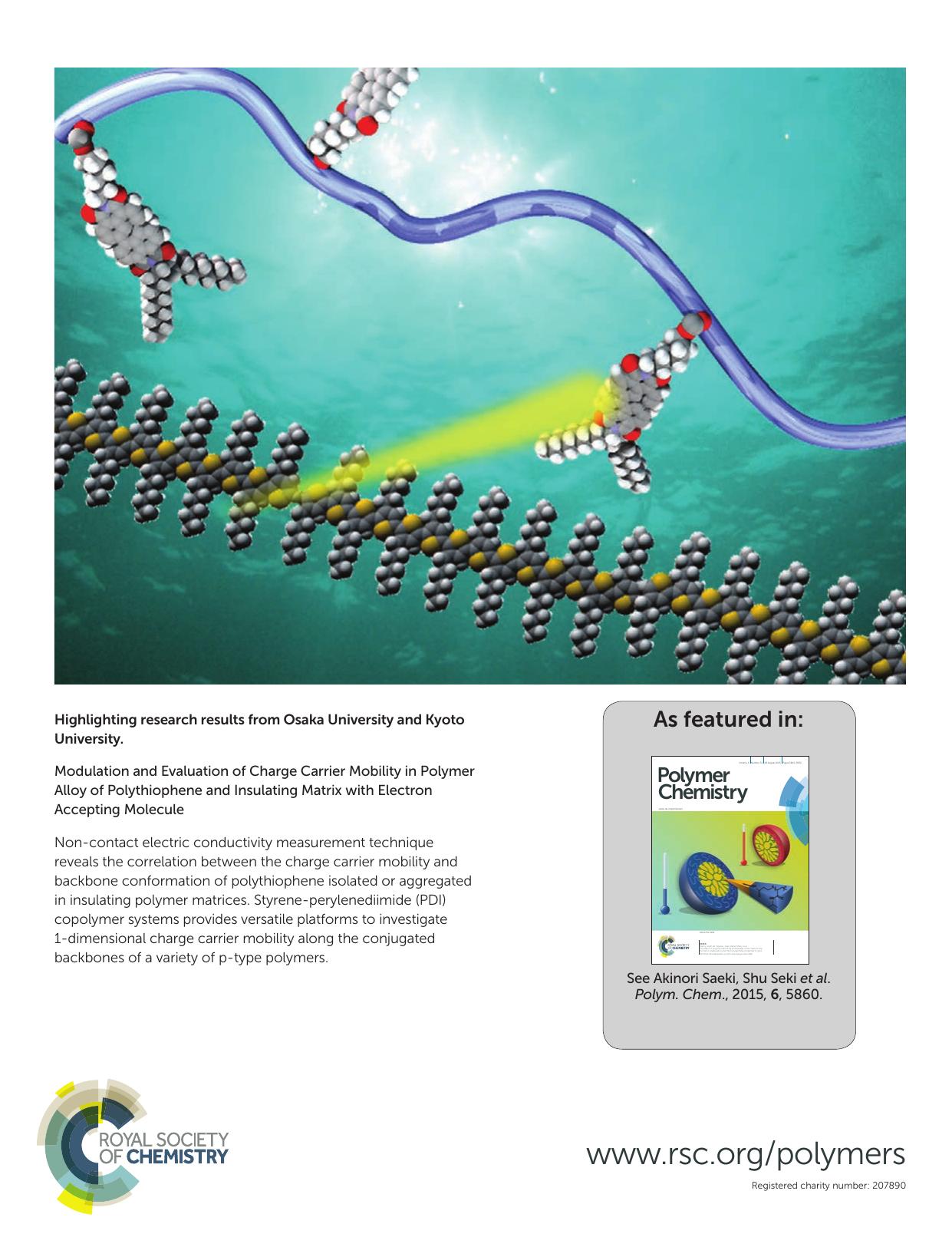 Modulation and evaluation of the charge carrier mobility in a polymer alloy of polythiophene and an insulating matrix with an electron accepting molecule by Takahiro Fukumatsu Akinori Saeki Shu Seki