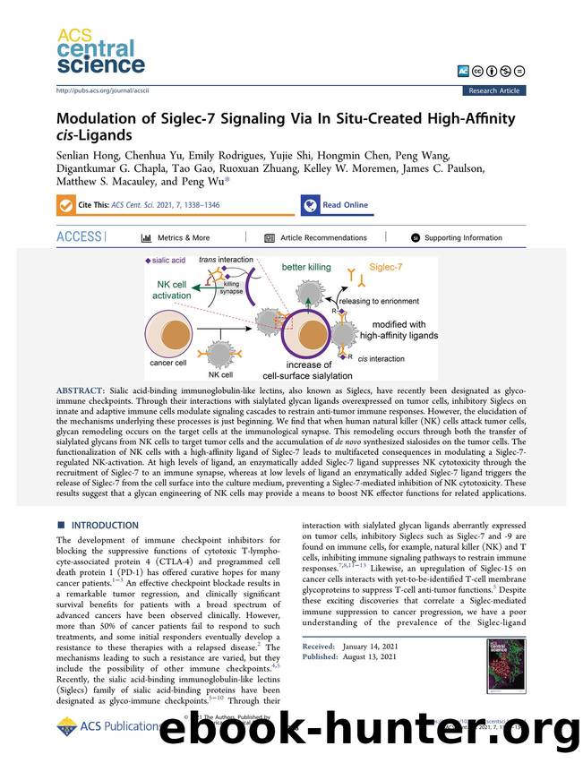 Modulation of Siglecâ7 Signaling Via In Situ-Created High-Affinity cis-Ligands by unknow