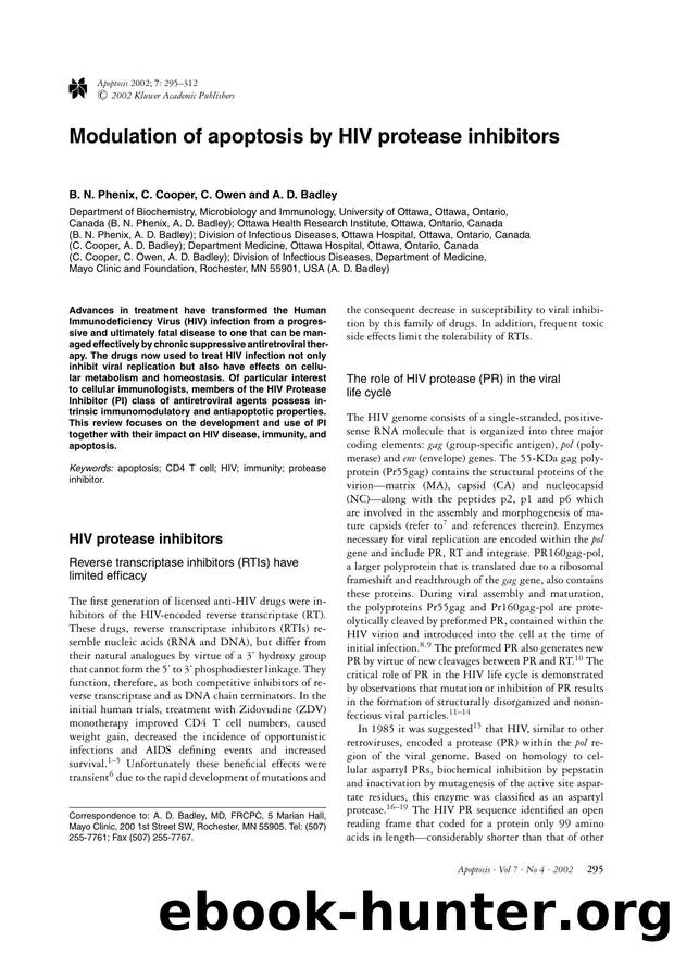 Modulation of apoptosis by HIV protease inhibitors by Unknown