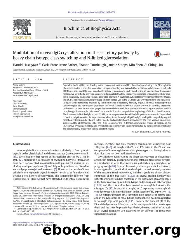 Modulation of in vivo IgG crystallization in the secretory pathway by heavy chain isotype class switching and N-linked glycosylation by unknow