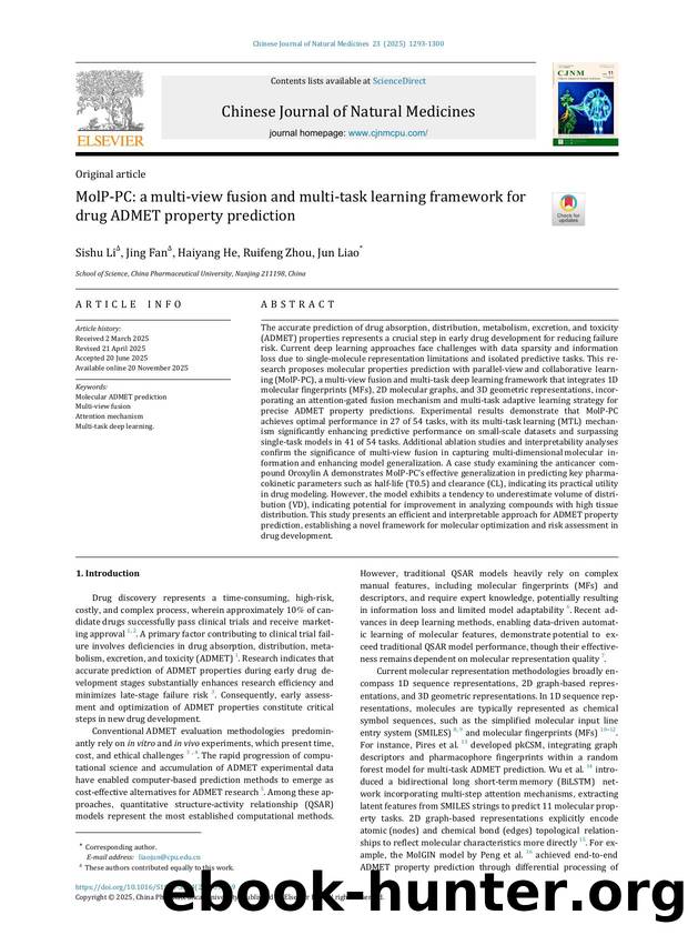 MolP-PC: a multi-view fusion and multi-task learning framework for drug ADMET property prediction by Sishu Li & Jing Fan & Haiyang He & Ruifeng Zhou & Jun Liao