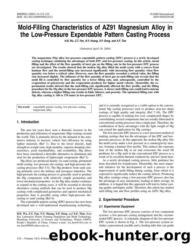 Mold-filling characteristics of AZ91 magnesium alloy in the low-pressure expendable pattern casting process by Unknown