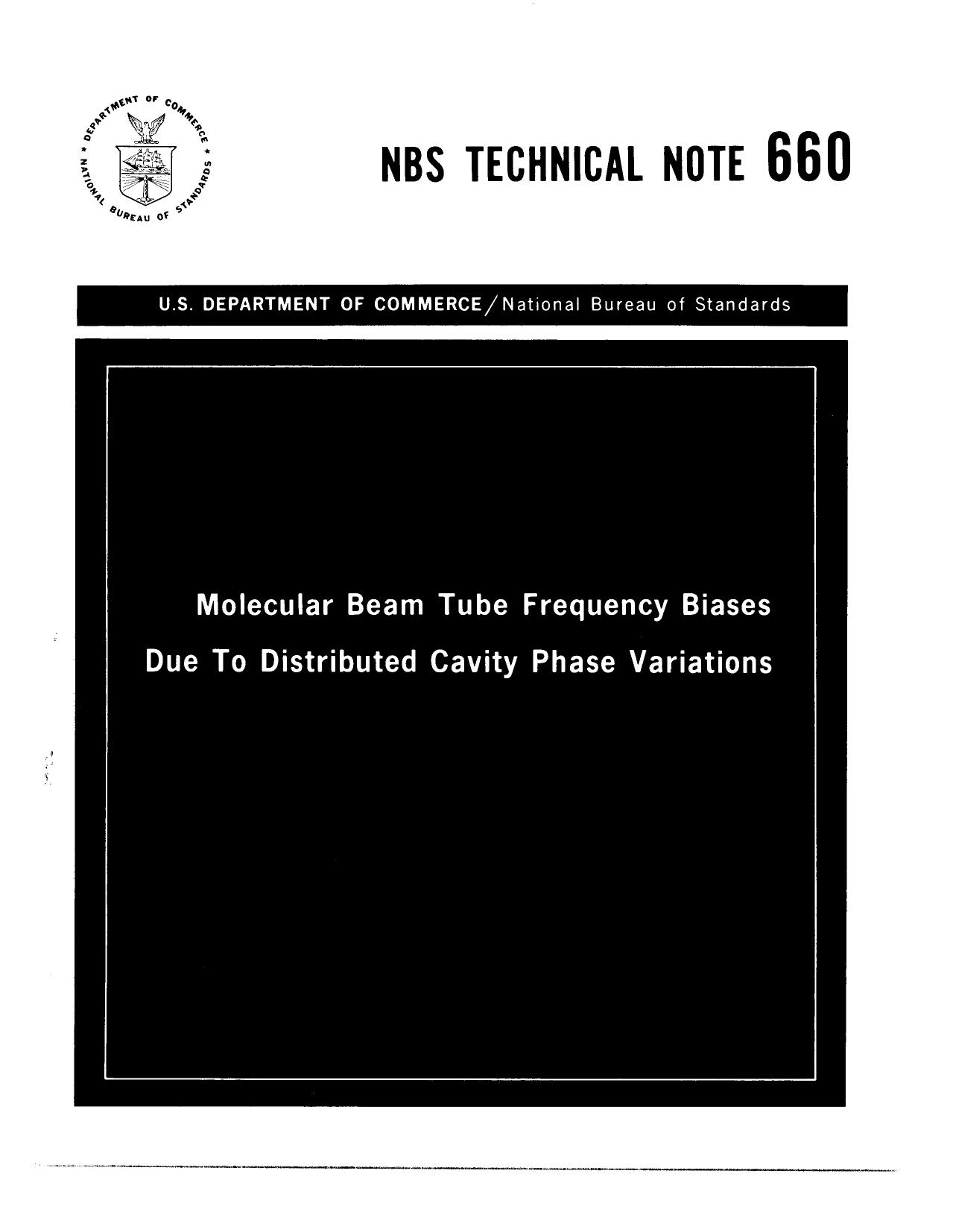 Molecular Beam Tube Frequency Biases Due To Distributed Cavity Phase Variations by Stephen Jarvis