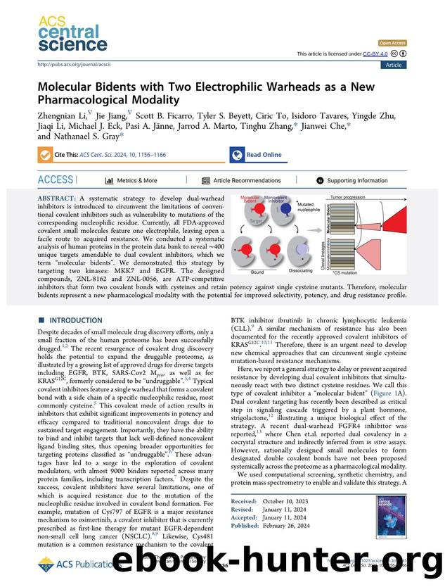 Molecular Bidents with Two Electrophilic Warheads as a New Pharmacological Modality by unknow