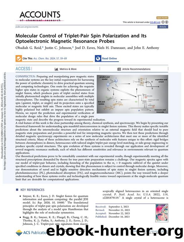 Molecular Control of Triplet-Pair Spin Polarization and Its Optoelectronic Magnetic Resonance Probes by Obadiah G. Reid Justin C. Johnson Joel D. Eaves Niels H. Damrauer & John E. Anthony