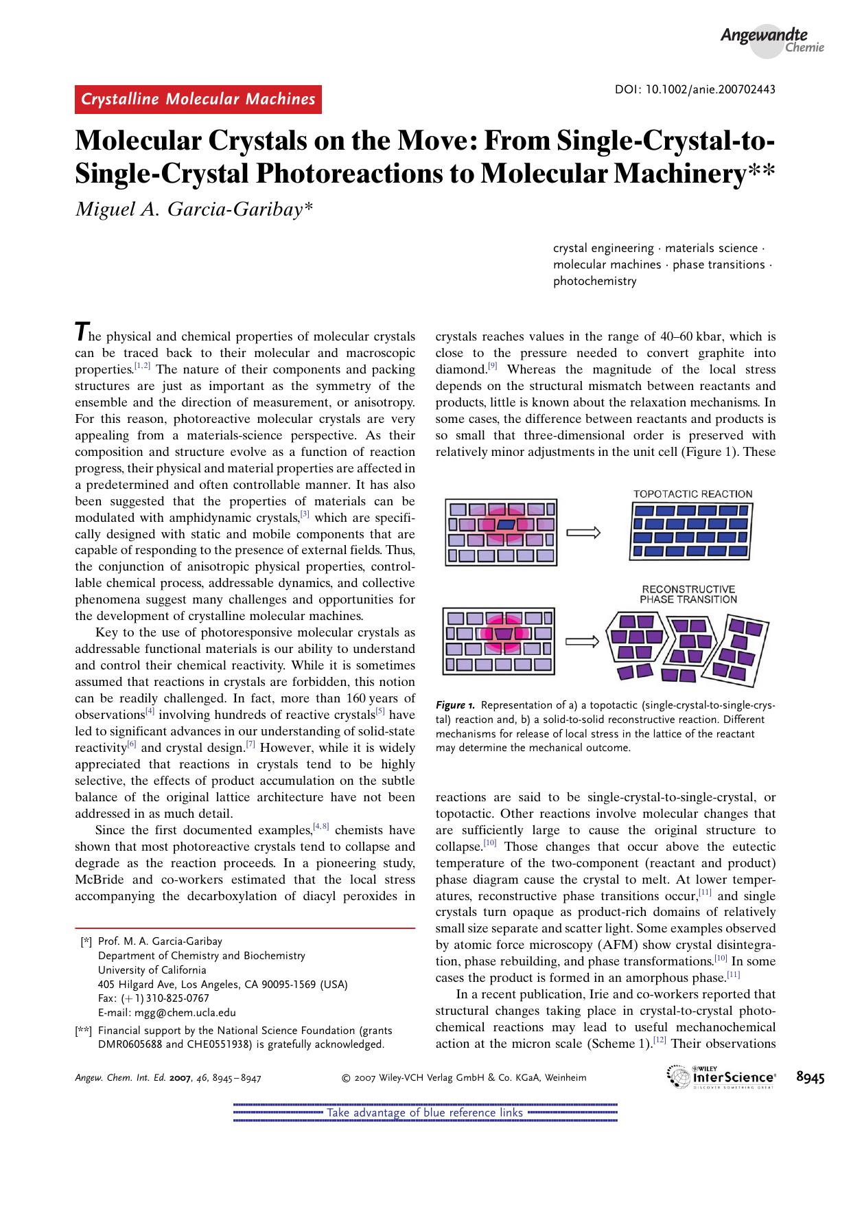 Molecular Crystals on the Move: From Single-Crystal-to-Single-Crystal Photoreactions to Molecular Machinery by Unknown