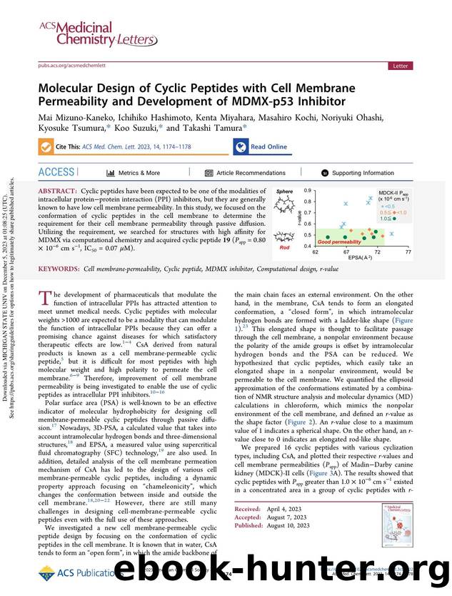 Molecular Design of Cyclic Peptides with Cell Membrane Permeability and Development of MDMX-p53 Inhibitor by unknow