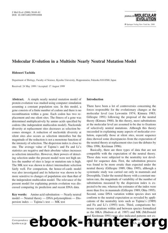 Molecular Evolution in a Multisite Nearly Neutral Mutation Model by Tachida H