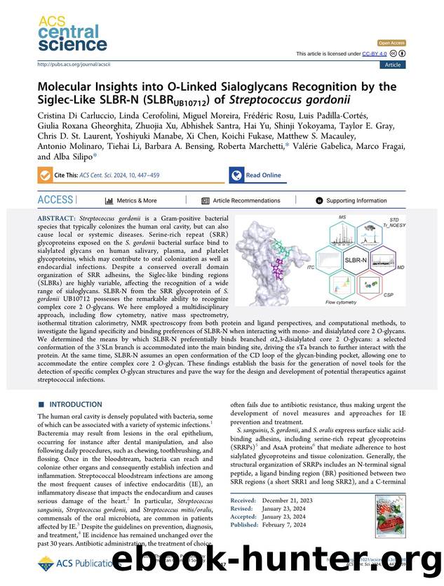 Molecular Insights into OâLinked Sialoglycans Recognition by the Siglec-Like SLBRâN (SLBRUB10712) of Streptococcus gordonii by unknow