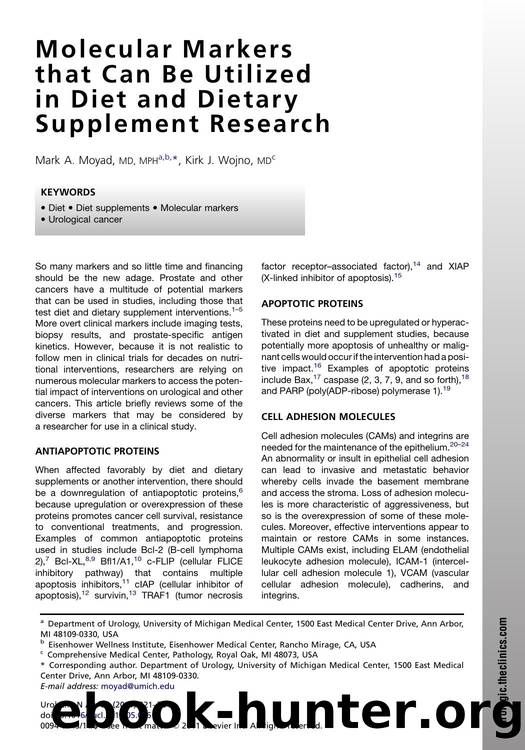 Molecular Markers that Can Be Utilized in&nbsp;Diet and Dietary Supplement Research by Mark A. Moyad MD MPH & Kirk J. Wojno MD
