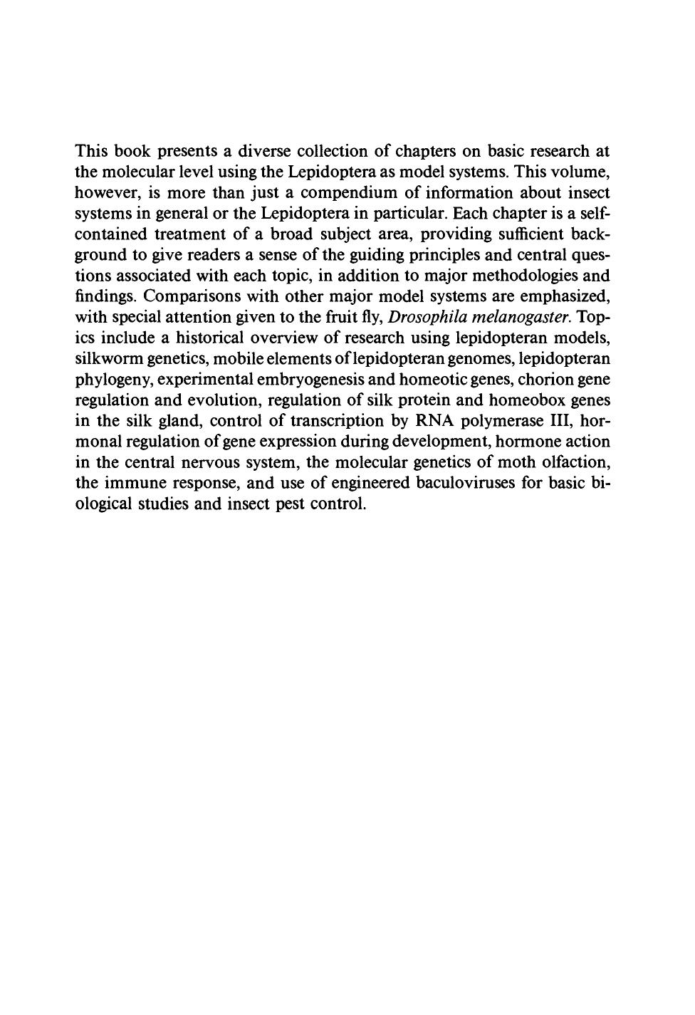 Molecular Model Systems in the Lepidoptera by Marian R. Goldsmith Adam S. Wilkins