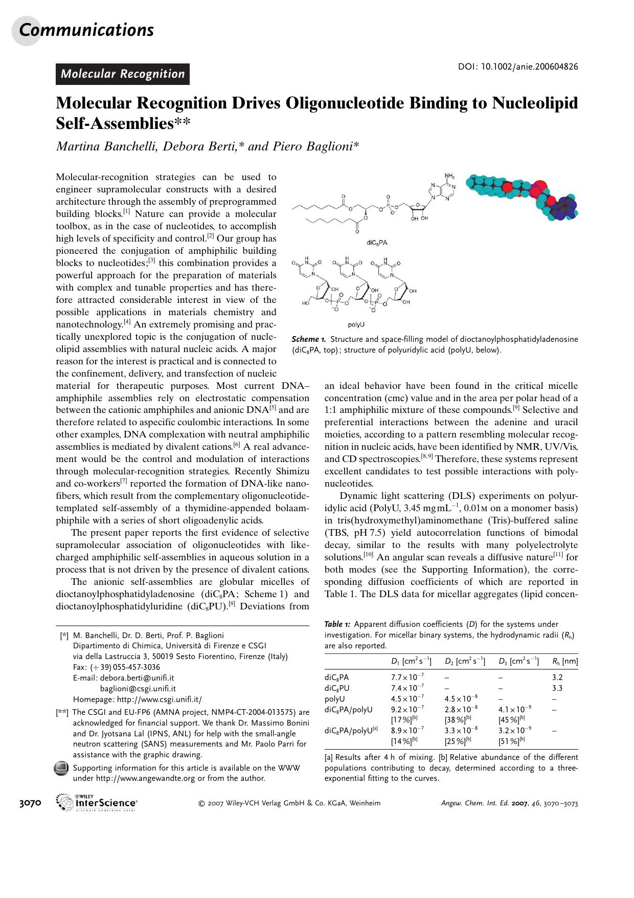 Molecular Recognition Drives Oligonucleotide Binding to Nucleolipid Self-Assemblies by Unknown