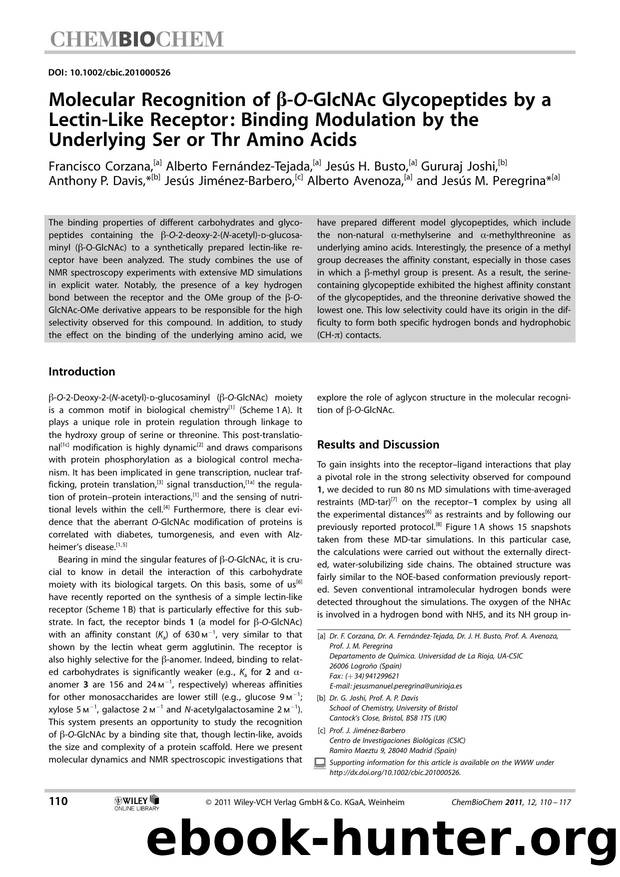 Molecular Recognition of OGlcNAc Glycopeptides by a LectinLike Receptor: Binding Modulation by the Underlying Ser or Thr Amino Acids by Unknown