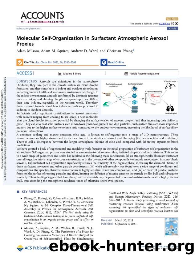 Molecular Self-Organization in Surfactant Atmospheric Aerosol Proxies by Adam Milsom Adam M. Squires Andrew D. Ward & Christian Pfrang
