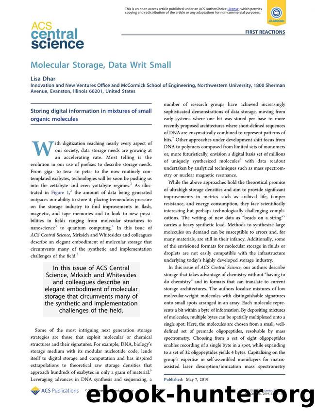 Molecular Storage, Data Writ Small by Lisa Dhar