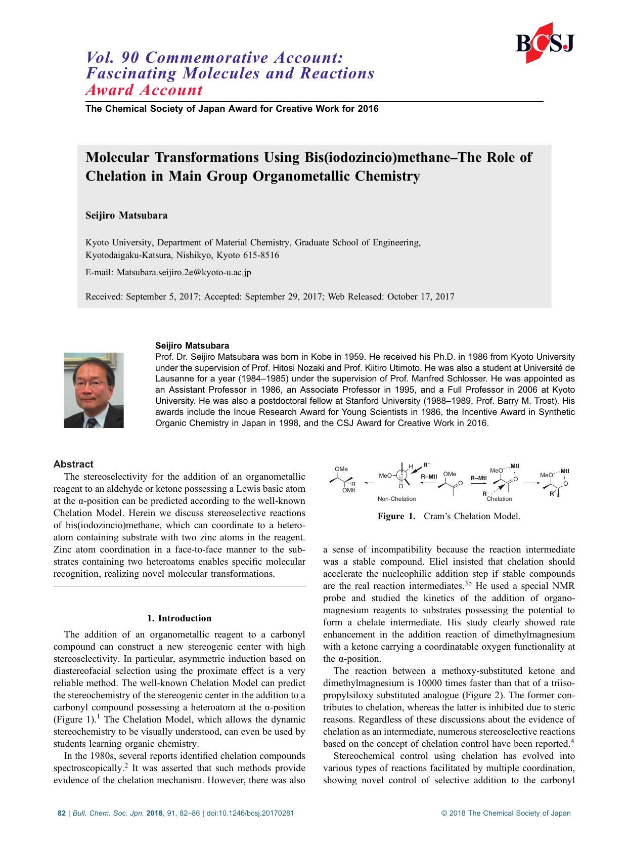 Molecular Transformations Using Bis(iodozincio)methane–The Role of Chelation in Main Group Organometallic Chemistry by Unknown