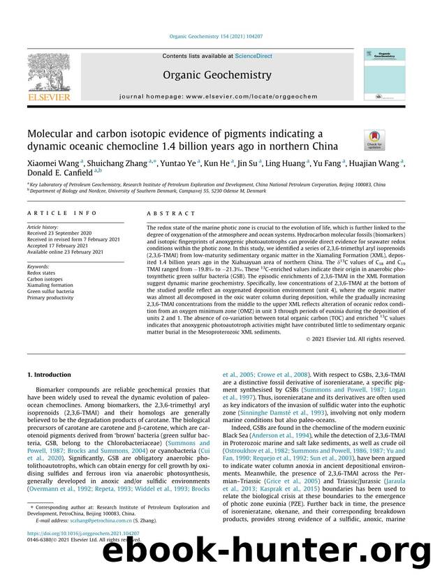 Molecular and carbon isotopic evidence of pigments indicating a dynamic oceanic chemocline 1.4 billion years ago in northern China by unknow