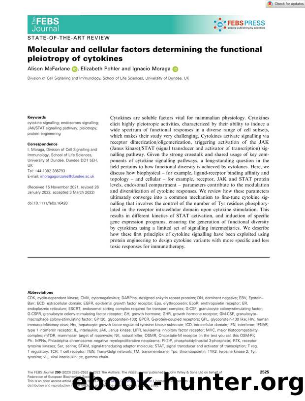Molecular and cellular factors determining the functional pleiotropy of cytokines by Unknown