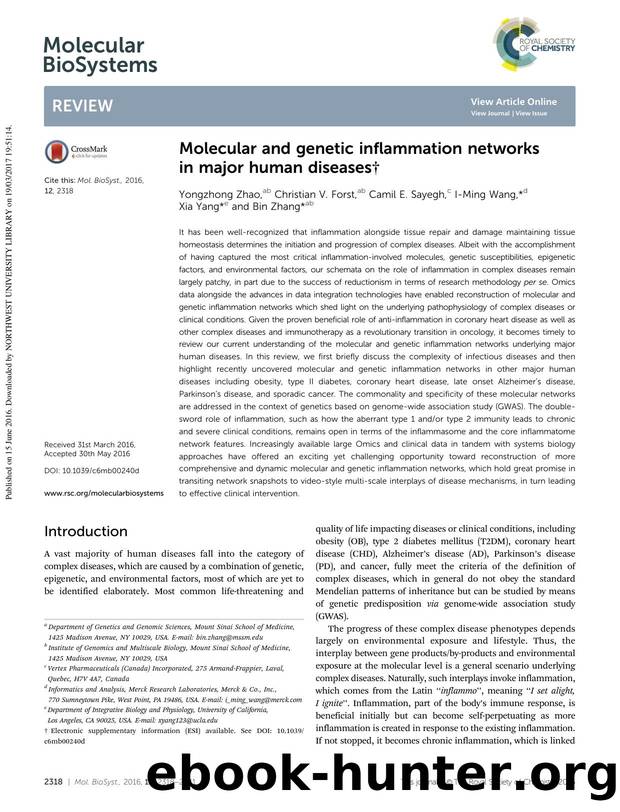 Molecular and genetic inflammation networks in major human diseases by Yongzhong Zhao & Christian V. Forst & Camil E. Sayegh & I-Ming Wang & Xia Yang & Bin Zhang