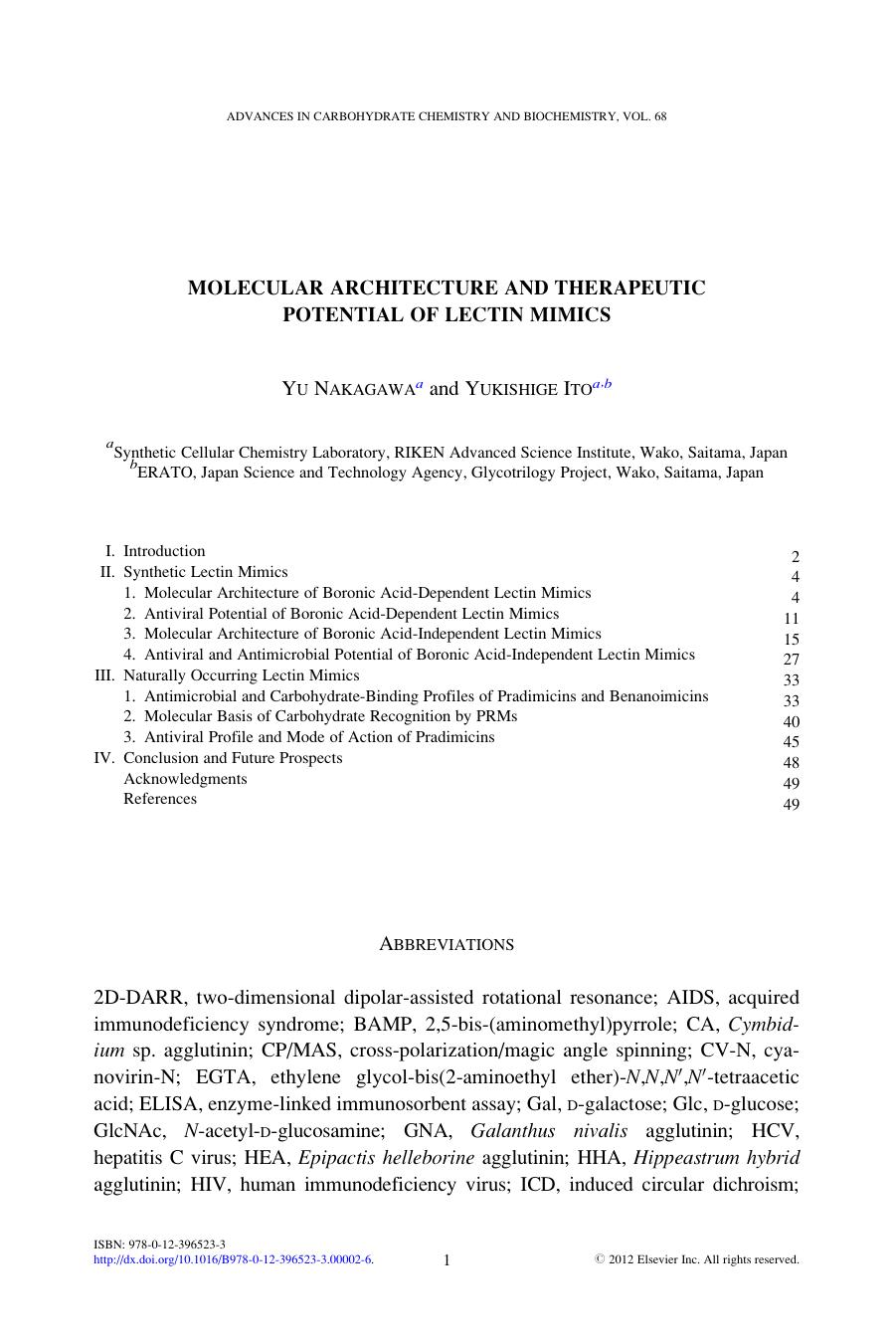 Molecular architecture and therapeutic potential of lectin mimics by Yu Nakagawa & YukishigeIto
