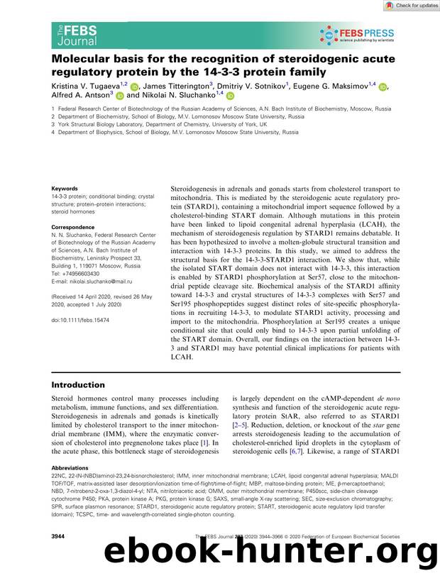 Molecular basis for the recognition of steroidogenic acute regulatory protein by the 14â3â3 protein family by Unknown