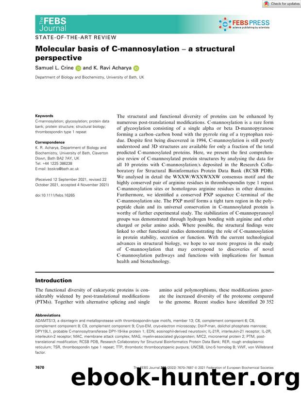 Molecular basis of Câmannosylation â a structural perspective by Unknown