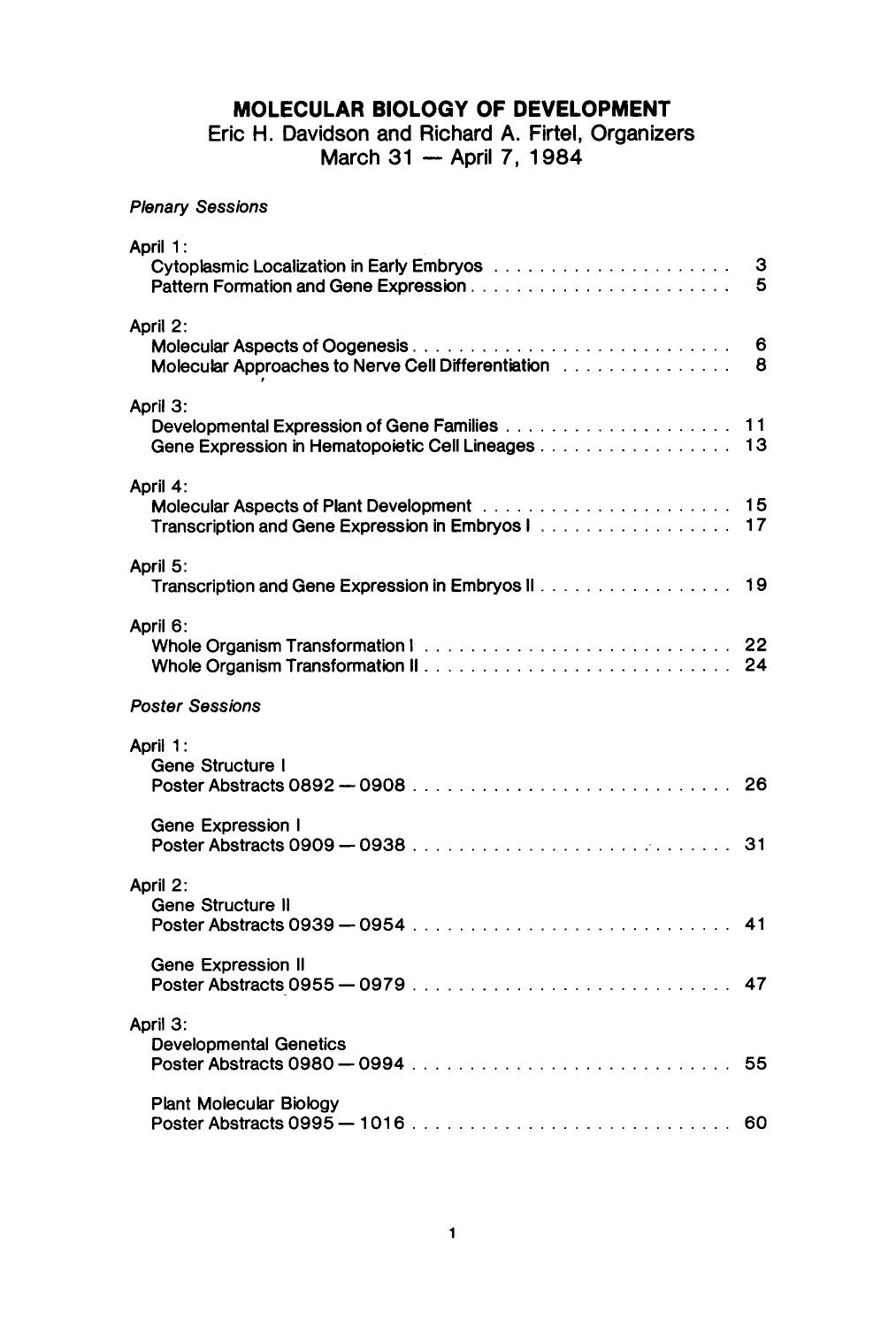 Molecular biology of development by Unknown