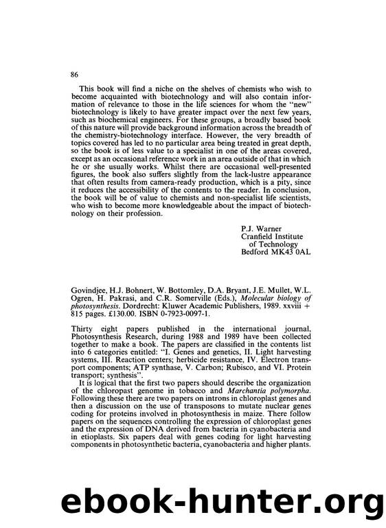 Molecular biology of photosynthesis by Unknown