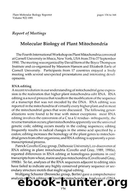 Molecular biology of plant mitochondria by Unknown