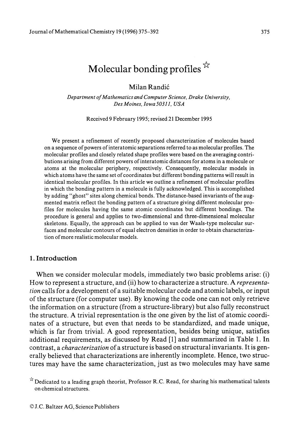 Molecular bonding profiles by Unknown