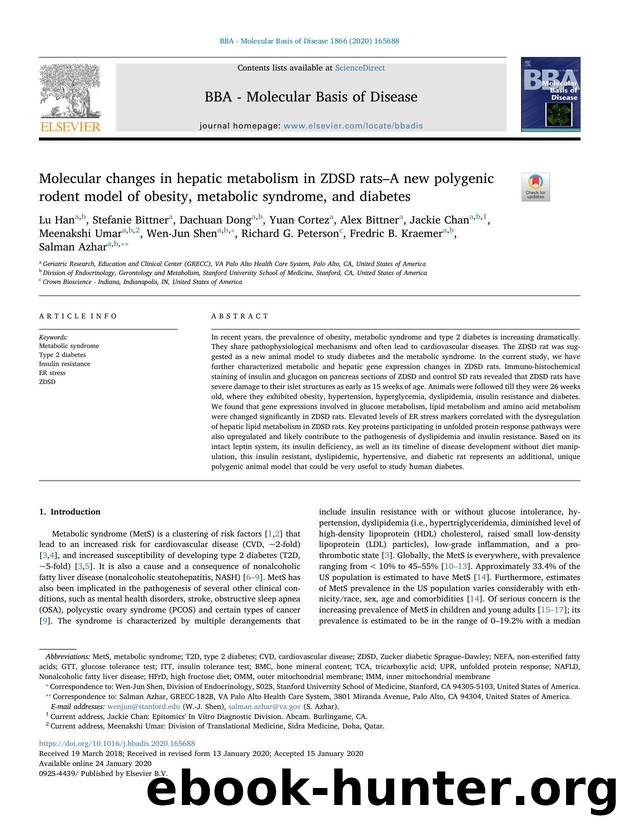 Molecular changes in hepatic metabolism in ZDSD ratsâA new polygenic rodent model of obesity, metabolic syndrome, and diabetes by unknow
