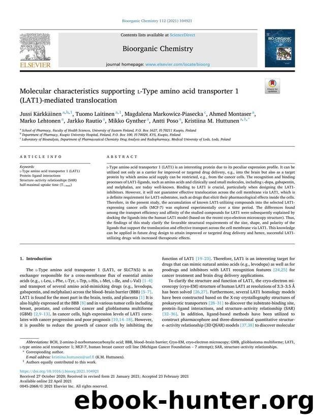 Molecular characteristics supporting l -Type amino acid transporter 1 (LAT1)-mediated translocation by Jussi Kärkkäinen