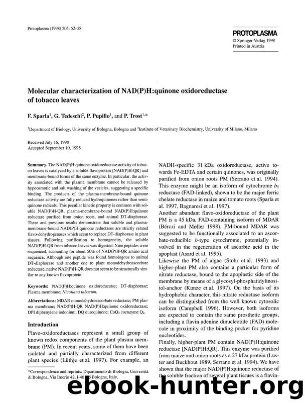 Molecular characterization of NAD(P)H:quinone oxidoreductase of tobacco leaves by Unknown