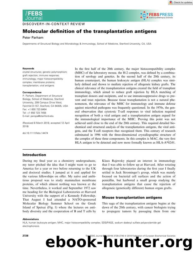 Molecular definition of the transplantation antigens by Unknown