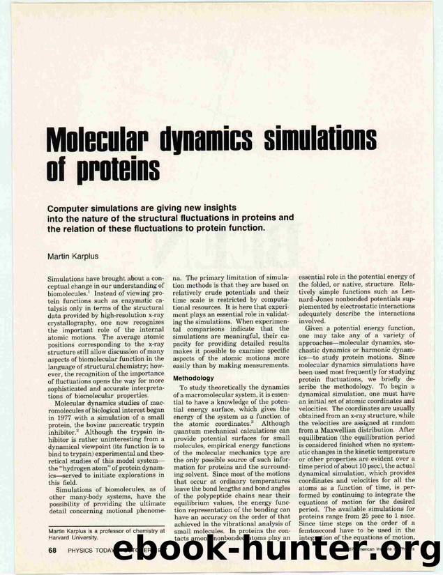 Molecular dynamics simulations of proteins. by Unknown