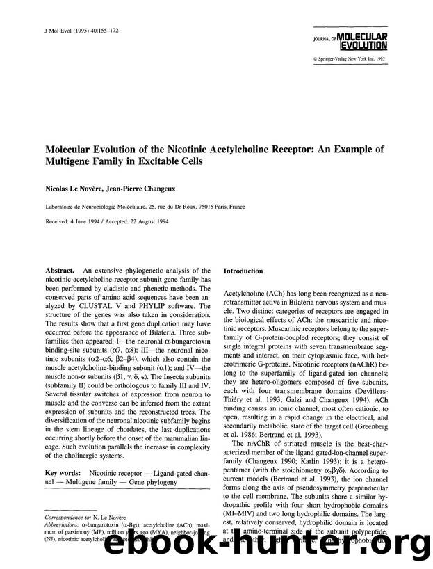 Molecular evolution of the nicotinic acetylcholine receptor: An example of multigene family in excitable cells by Unknown