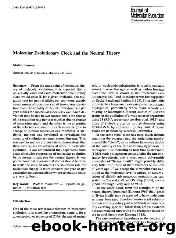 Molecular evolutionary clock and the neutral theory by Unknown