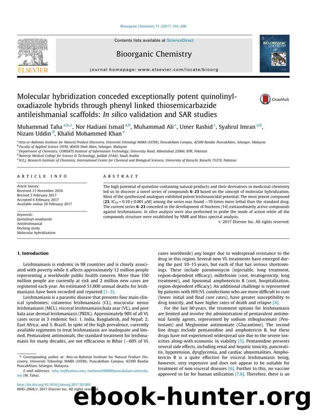 Molecular hybridization conceded exceptionally potent quinolinyl-oxadiazole hybrids through phenyl linked thiosemicarbazide antileishmanial scaffolds: In silico validation and SAR studies by unknow