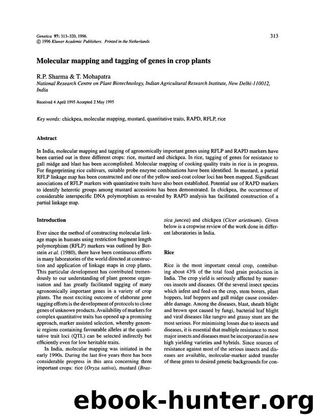 Molecular mapping and tagging of genes in crop plants by Unknown