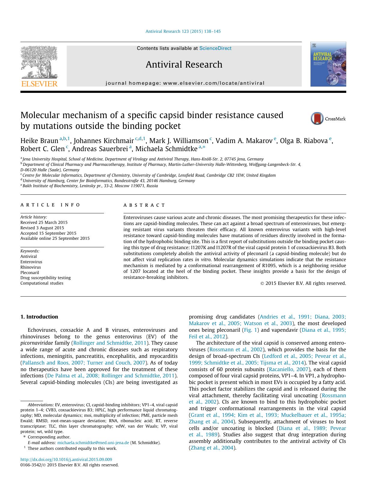Molecular mechanism of a specific capsid binder resistance caused by mutations outside the binding pocket by unknow