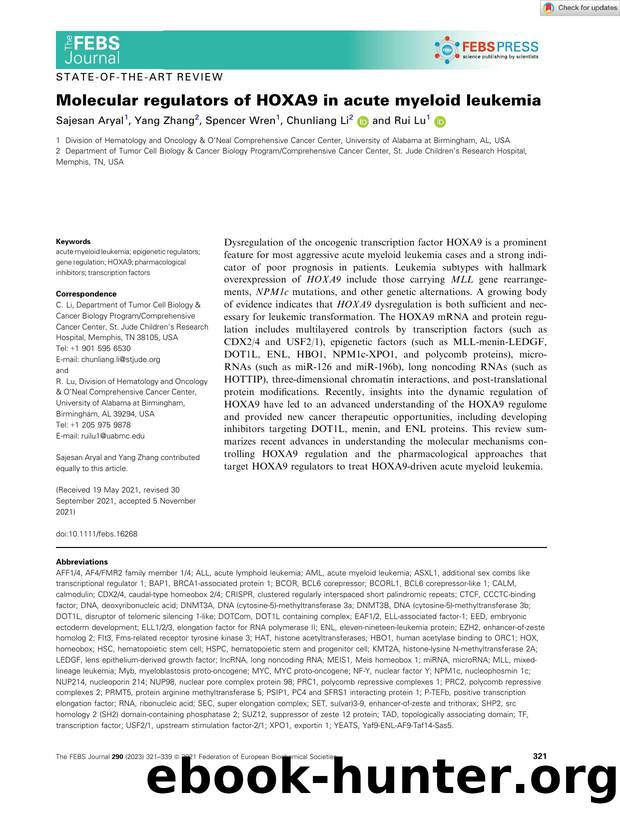 Molecular regulators of HOXA9 in acute myeloid leukemia by Unknown