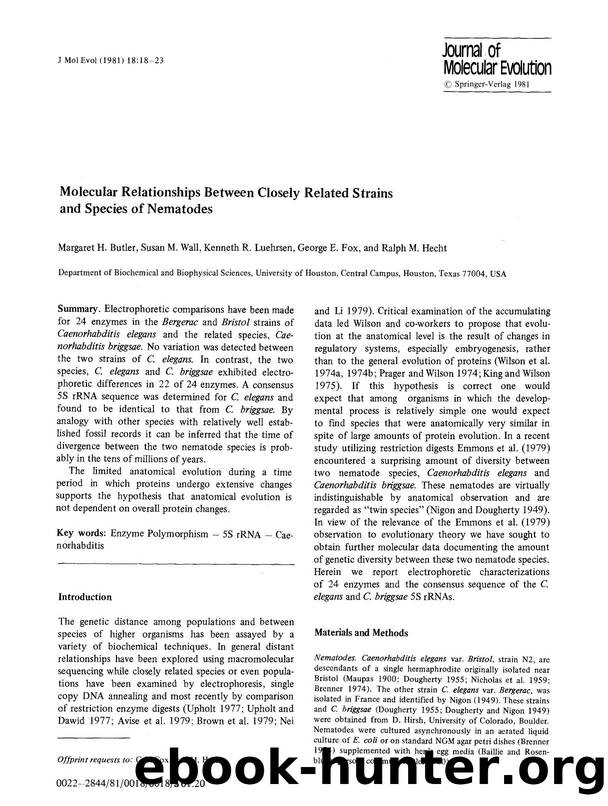 Molecular relationships between closely related strains and species of nematodes by Unknown