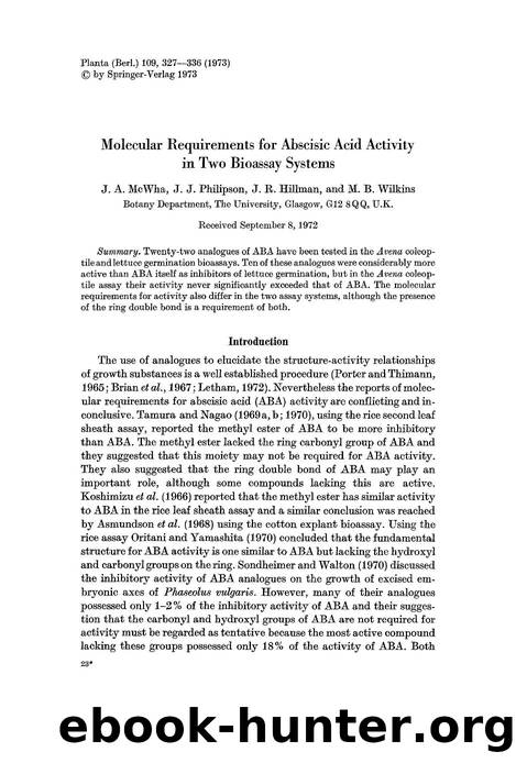 Molecular requirements for abscisic acid activity in two bioassay systems by Unknown