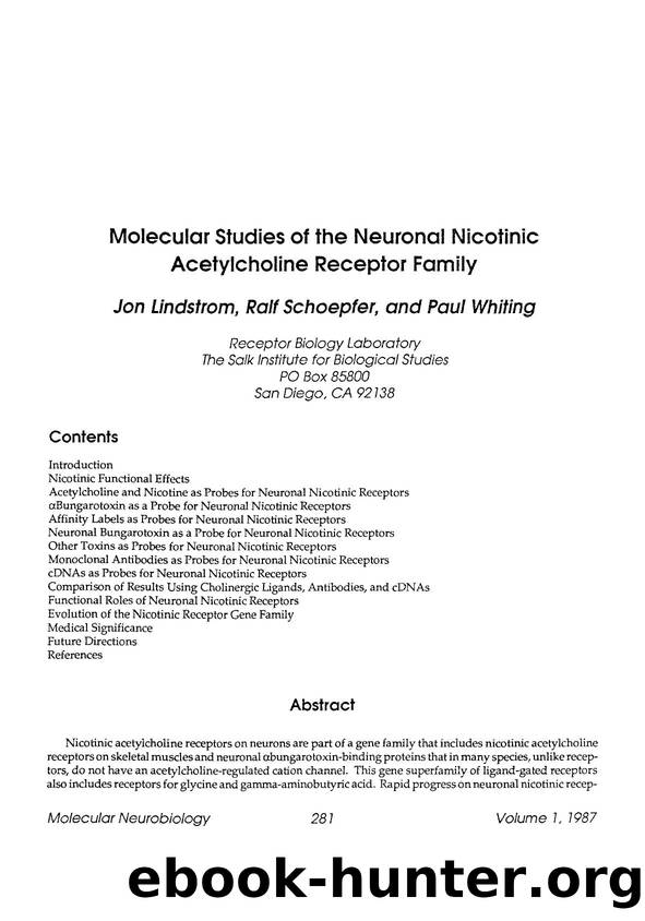 Molecular studies of the neuronal nicotinic acetylcholine receptor family by Unknown