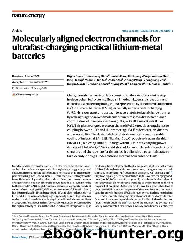 Molecularly aligned electron channels for ultrafast-charging practical lithium-metal batteries by unknow