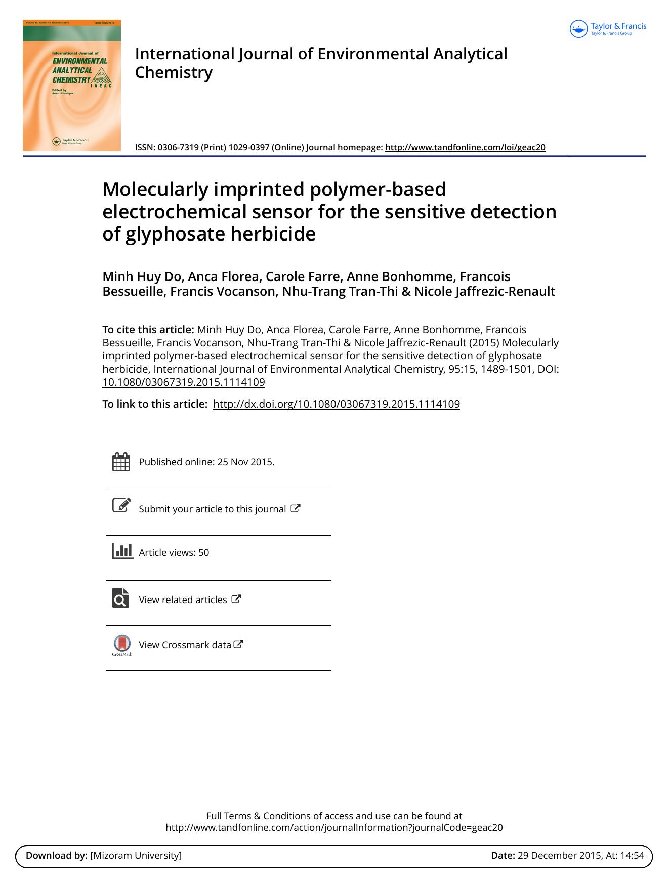 Molecularly imprinted polymer-based electrochemical sensor for the sensitive detection of glyphosate herbicide by Minh Huy Do